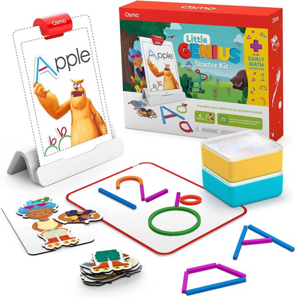 Osmo - Little Genius Starter Kit for iPad + Early Math Adventure - 6 Educational Learning Games - Ages 3-5 - Counting, Shapes, Phonics & Creativity